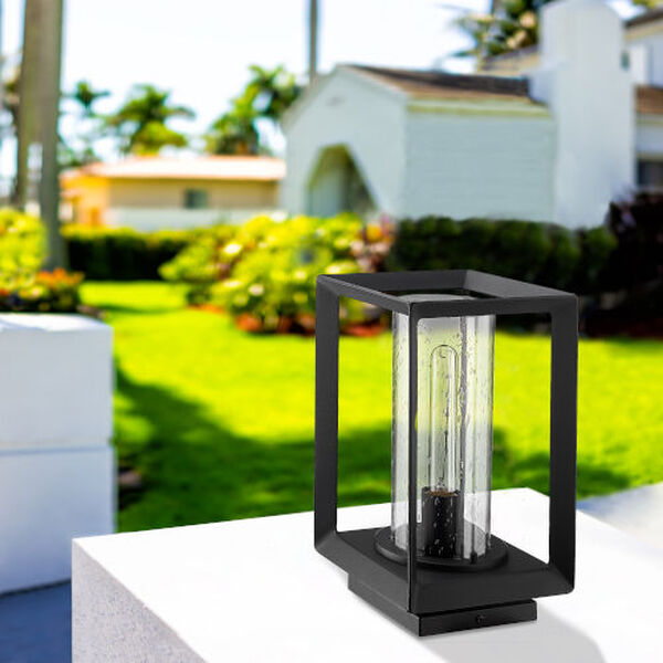 Smyth Natural Black One-Light Outdoor Pier Mount with Clear Seeded Glass Shade, image 2